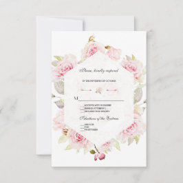 Cartão RSVP Casamento Geométrico bonito De Sangue Floral Rosa-