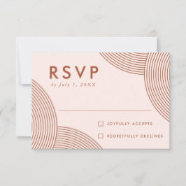 Cartão RSVP Casamento Geométrico com Rosado e Terracota em Esp