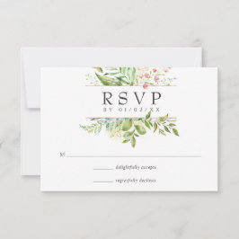 Cartão RSVP Casamento Geométrico Crystal Greenery de Aquarela