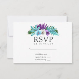 Cartão RSVP Casamento Geométrico das Orquídeas Tropicais de Aq