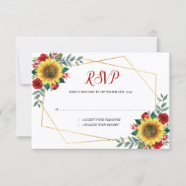 Cartão RSVP Casamento Geométrico de Cor Flórida Floral Sunflow