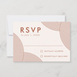 Cartão RSVP Casamento Geométrico de Creme e Terracota em Espir