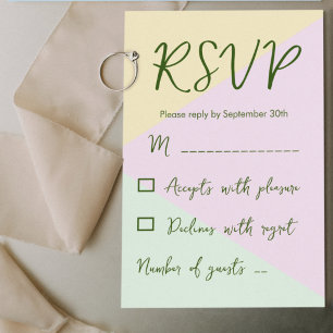 Cartão RSVP Casamento Geométrico de Pastel Mudado