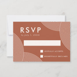 Cartão RSVP Casamento Geométrico de Redemoinho de Terracota e