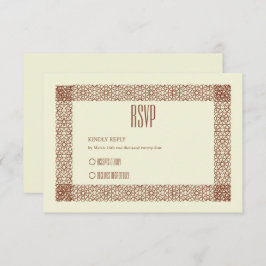 Cartão RSVP Casamento Geométrico Dois na Fronteira entre Beige