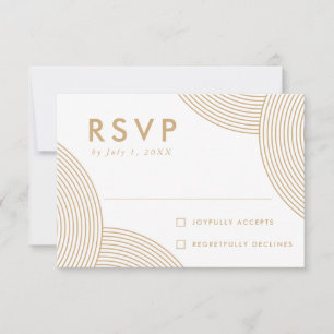 Cartão RSVP Casamento Geométrico Dourado