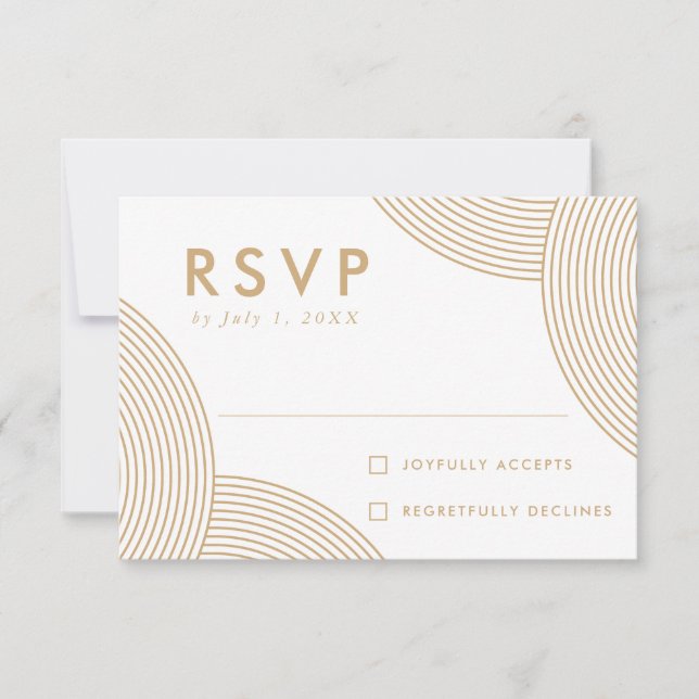 Cartão RSVP Casamento Geométrico Dourado (Frente)