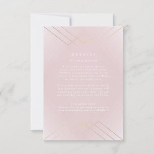 Cartão RSVP Casamento Geométrico Dourado de Deco Gatsby, Rosa