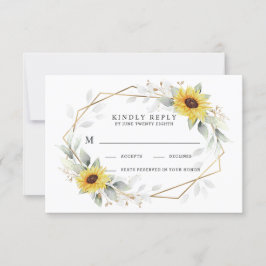 Cartão RSVP Casamento Geométrico Dourado do Elegante Rústico d