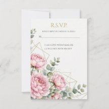 Casamento Geométrico Dourado Peônia Rosa Elegante
