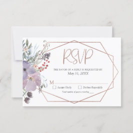 Cartão RSVP Casamento Geométrico Floral de Watercolor