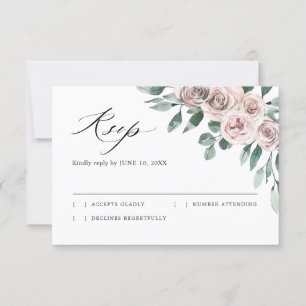 Cartão RSVP Casamento Geométrico Floral Rosa Mauve Rosa Empoei