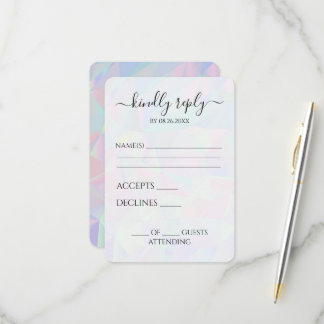 Cartão RSVP Casamento Geométrico Iridescente Personalizado