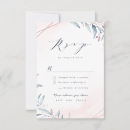 Cartão RSVP Casamento Geométrico rosa Dourado Dusty Blue Green