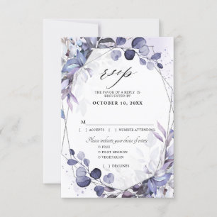Cartão RSVP Casamento Geométrico Roxo Eucalipto Periwinkle