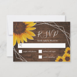 Cartão RSVP Casamento Geométrico Rustic Sunflower
