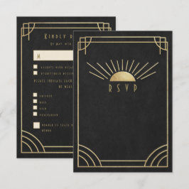 Cartão RSVP Casamento Golden Sunburst