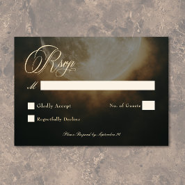 Cartão RSVP Casamento Gótico - Arca Cheia Cheia - Escuro