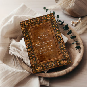 Cartão RSVP Casamento Gótico Barroco Celestial