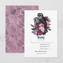 Casamento Gótico de Corujas Rosa Antigo