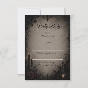 Cartão RSVP Casamento Gótico de Romance Sombrio