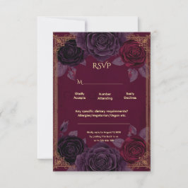 Cartão RSVP Casamento Gótico dos Rosas Românticos Elegantes
