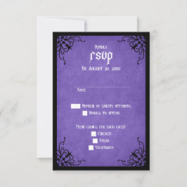 Cartão RSVP Casamento Gótico Preto Roxo