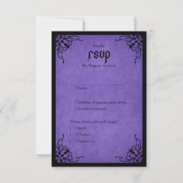 Cartão RSVP Casamento Gótico Preto Roxo