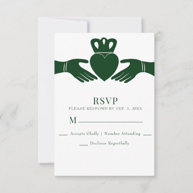 Cartão RSVP Casamento Gráfico Simples - Irlandês Claddagh Ring (Frente)