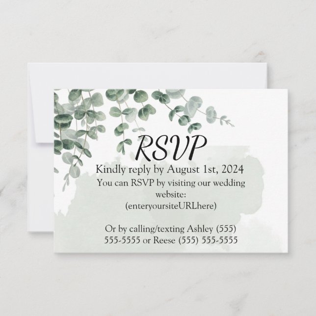 CARTÃO RSVP CASAMENTO GREENERY PERSONALIZADO (Frente)