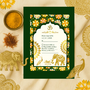 Cartão RSVP Casamento Hindu Marigold de Marigold