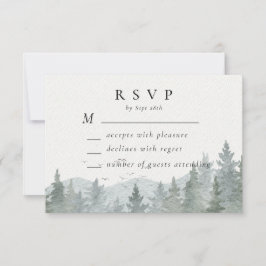 Cartão RSVP Casamento Horizontal de Árvore Verde da Montanha R