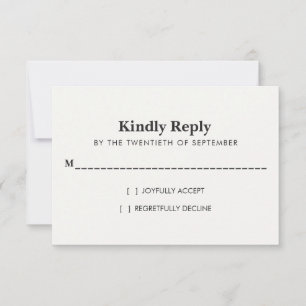 Cartão RSVP Casamento Horizontal Preto e Branco Minimalista Mo
