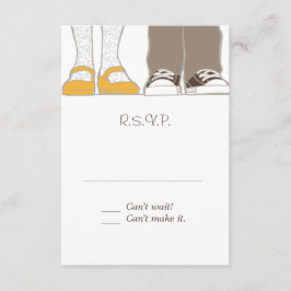 Cartão RSVP Casamento ilustrado entre Calçados e tênis
