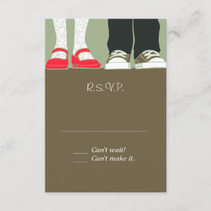 Cartão RSVP Casamento Ilustrado entre Calçados e tênis (Camo)