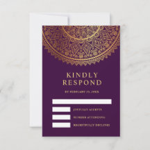 Casamento Indiano Tradicional Roxo Dourado Mandala