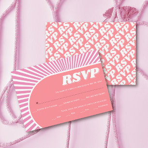Cartão RSVP Casamento inspirado por raios solares cor-de-rosa