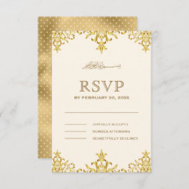 Cartão RSVP Casamento Islâmico com Creme Elegante e Folha de O