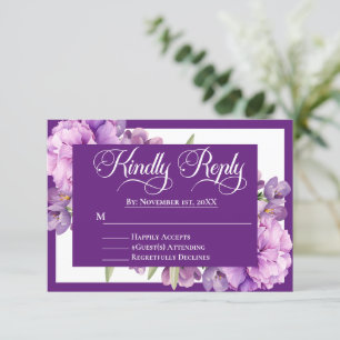 Cartão RSVP Casamento Islâmico Floral Roxo-Elegante Lilac