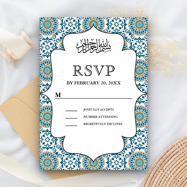 Cartão RSVP Casamento Islâmico Islâmico Islâmico Islâmico Eleg (Criador carregado)