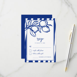 Cartão RSVP Casamento Italiano com Limão Desenhado à Mão e Esc