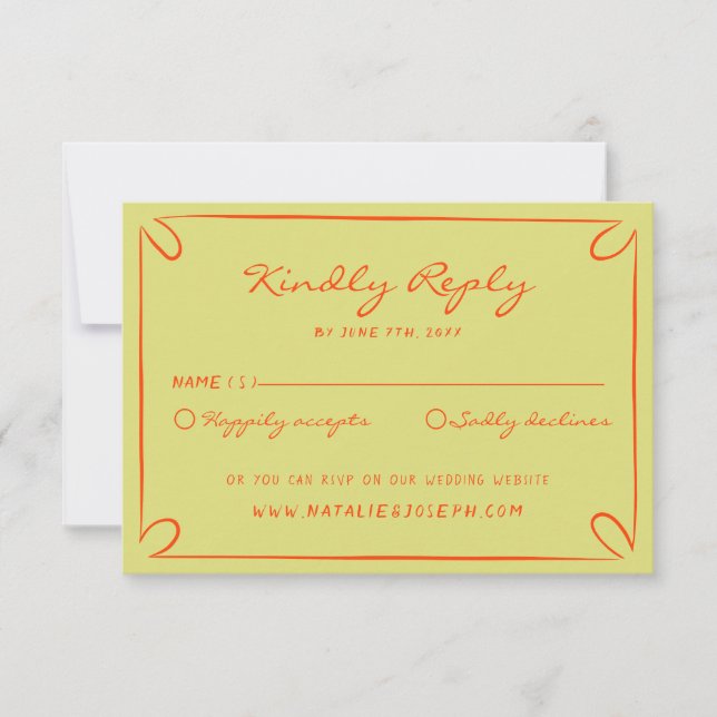 Cartão RSVP Casamento Italiano Imporal Com Pinstripes Escrito  (Frente)