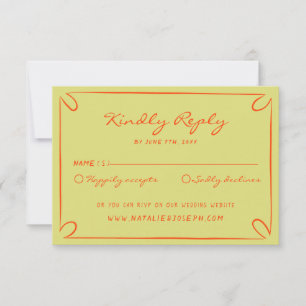 Cartão RSVP Casamento Italiano Imporal Com Pinstripes Escrito 