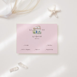 Cartão RSVP Casamento Italiano Mediterrâneo com Aquarela Paste