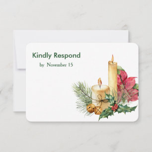 Cartão RSVP Casamento Jante de Poinsettia de Natal