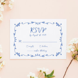 Cartão RSVP Casamento Jante Ilustrado com Letra Mão Escrita