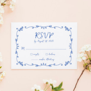 Cartão RSVP Casamento Jante Ilustrado com Letra Mão Escrita
