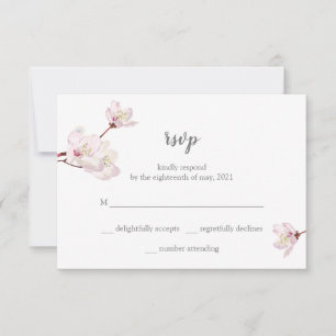 Cartão RSVP Casamento Japonês com Cherry Blossom Sakura