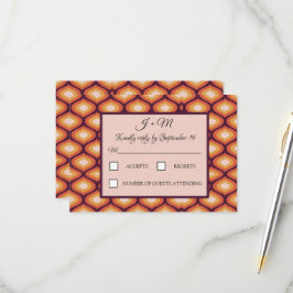 Cartão RSVP Casamento Laranja de Retro Groovy 70