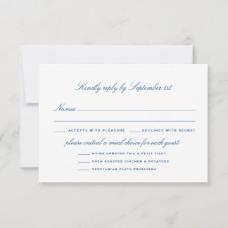Cartão RSVP Casamento Legante de Opções de Refeições em Baixo